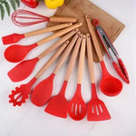Kit com 12 utensílios de silicone